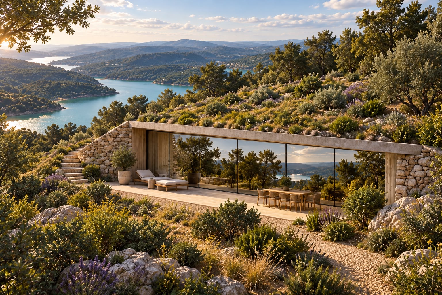 Glass Cave Homes with Garden Roofs image 2